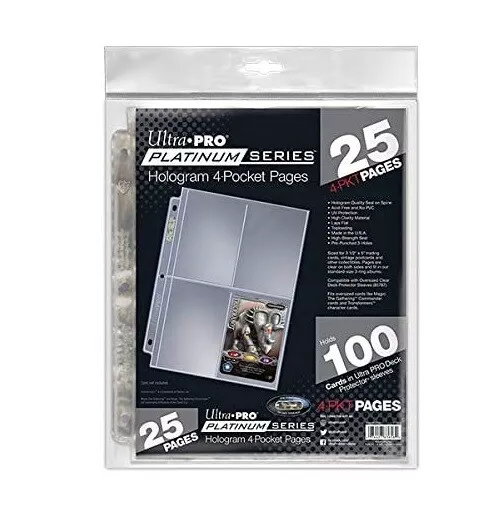 Ultra Pro Platinum Series Hologram 4-pocket pages lot de 25 feuilles 4 pochettes