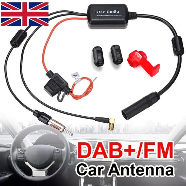 Stereo Aerial DAB AM FM Radio Car Antenna Amplifier Splitter Signal AMP Booster