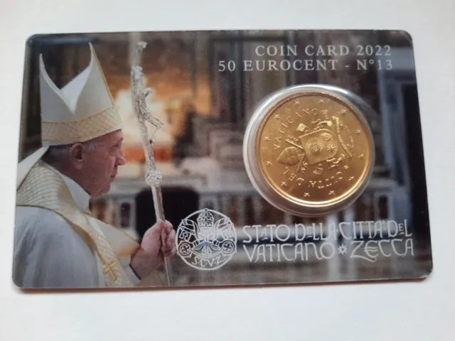 VATIKAN Citta del Vaticano Coin Card Nr. 13 - Kursmünze 50 Cent 2022 Original BU