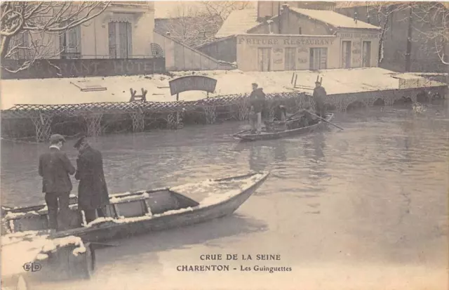 Cpa 94 Charenton Crue De La Seine Les Guinguettes