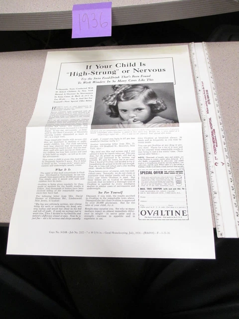 OVALTINE PROOF 1936 mag news blank back LITTLE ORPHAN ANNIE premium HIGH STRUNG