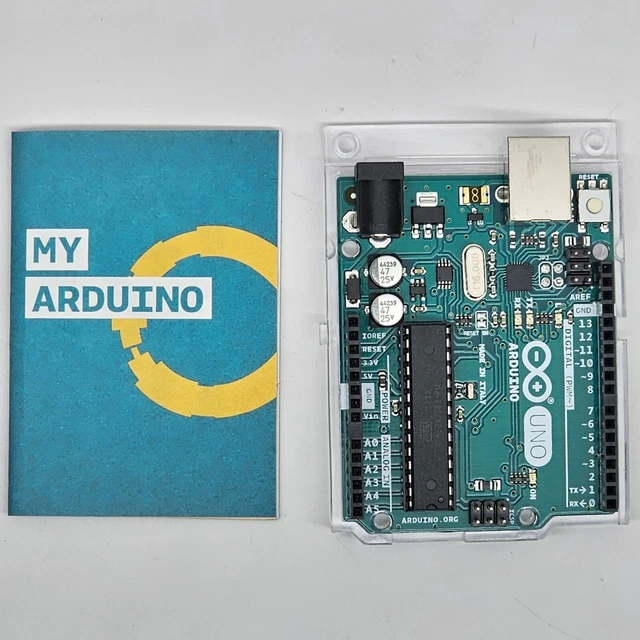 New Genuine Arduino UNO R3 with 6ft USB and Alligator Cable Set