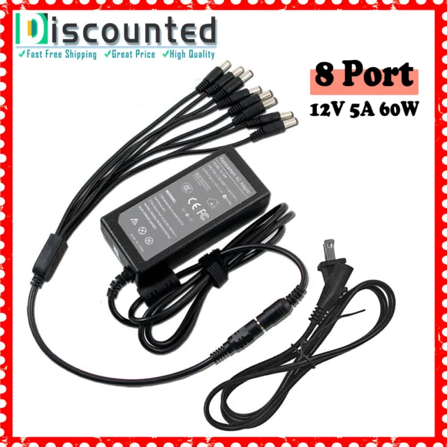 12V 8CH AC Adapter Power Supply Cord 8 Port For CCTV Security Camera System