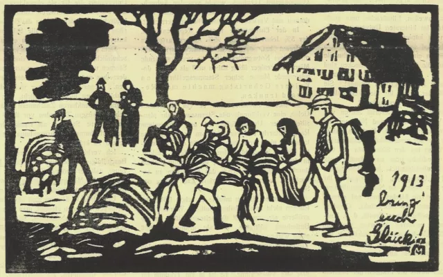 Gabriele Münter - Neujahrsgruss 1912/ 13 - Holzschnitt 1912