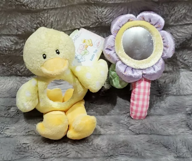 BABY GUND BLOSSOM Flower Dottie Dots Duck Rattle Mirror Plush Toy Lot NWT  $14.95 - PicClick