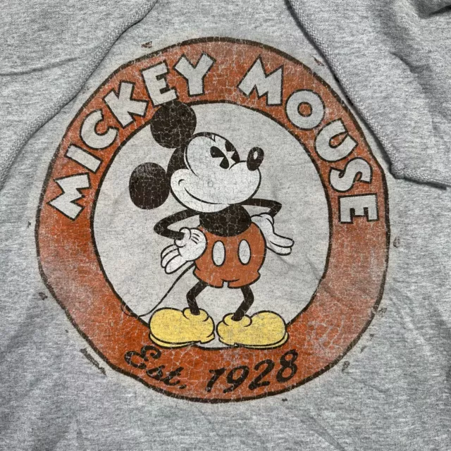 VINTAGE DISNEY PARKS Hoodie Jumper Adult Large L Grey Mickey Mouse ...