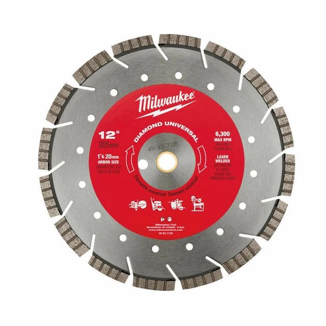 Milwaukee 49-93-7135 12" Diamond Universal Segmented Turbo Saw Blade
