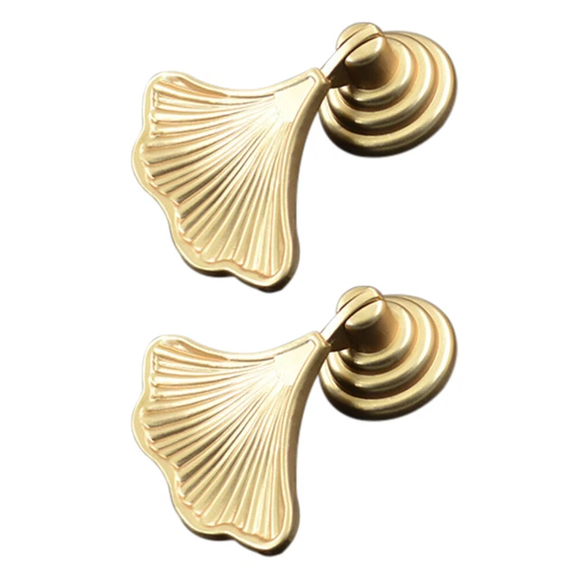 2 Pcs Handle Zinc Alloy Brass Cabinet Pulls Closet Door Knobs