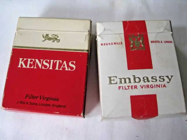 2 Vintage cigarette packet. Kensitas Wix & Sons Embassy wills  EMPTY. 2