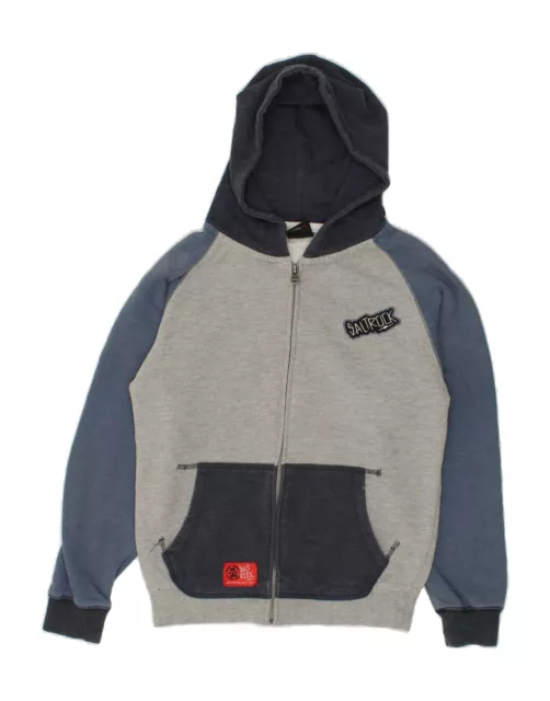 SALTROCK Boys Zip Hoodie Sweater 9-10 Years Grey Colourblock Cotton BD53