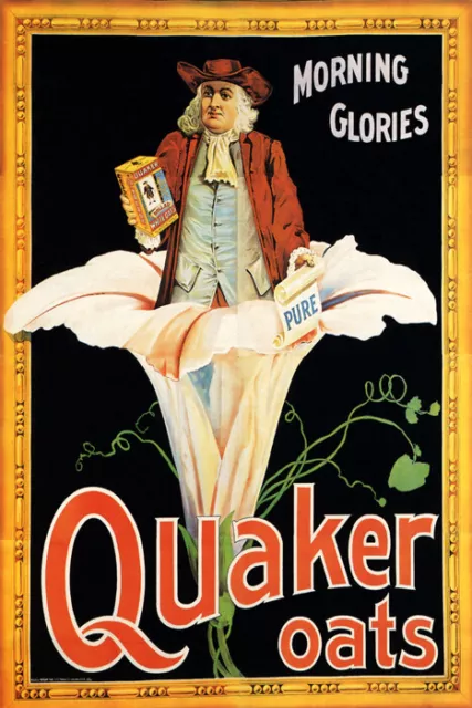 Morning Glories Quaker Oats Pure Breakfast Lily Flower Vintage Poster Repro
