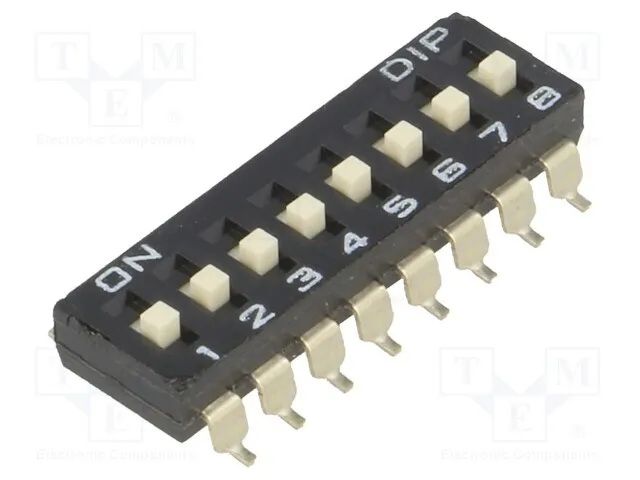 Schalter DIP- ON-OFF 0,1A/50VDC DM-08-V DIP--Schalter Anzahl Sektionen: 8