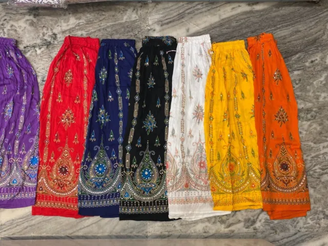 Lote de 5 piezas de falda de rayón con lentejuelas bordadas indias, falda...