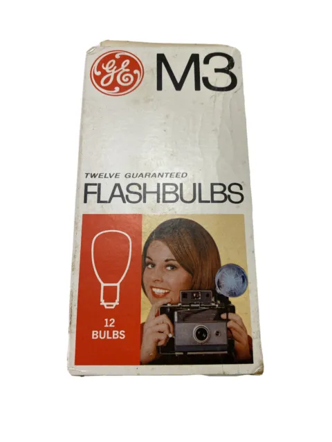 Paquete de 12 bombillas de colección GE M3 caja abierta transparente stock antiguo