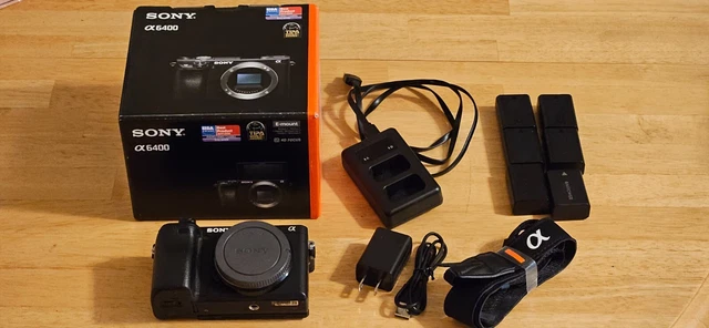 Sony Alpha A6400 APS-C Mirrorless Camera, compact, black, with accessories