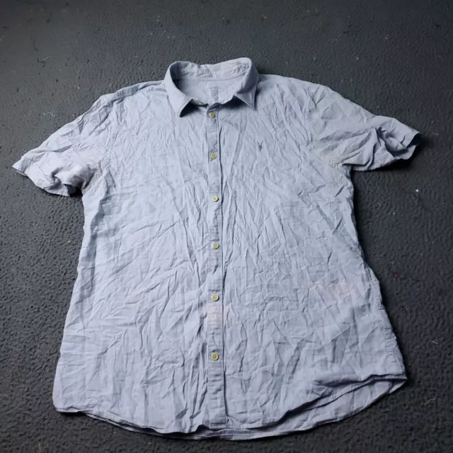 ALL SAINTS  Button Shirt Mens L Large Short Sleeve Gray