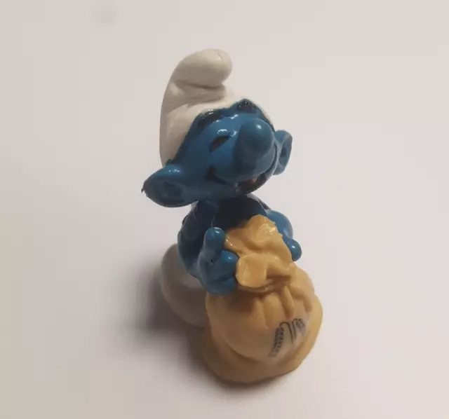 🟢 Puffi Smurf Puffo Con Sacco Di Grano  Peyo  Vintage Ottime Condizioni