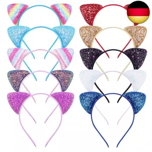 Ears Headband Katzenohren Stirnband,10 Stücke Haarreifen mit