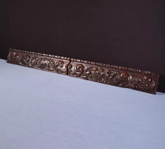 French Antique Highly Carved Architectural Trim Panels in Solid Oak Salvage
