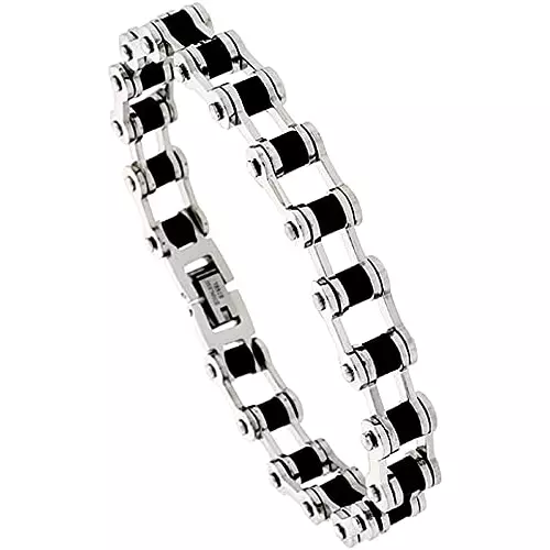 Bracciale Braccialetto Acciaio Inox Chirurgico Uomo Donna Catena Bici Moto Xj50