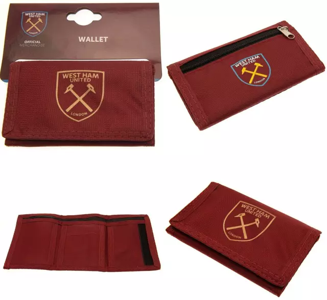 West Ham United Fc Whufc Crest Claret Nylon Pocket Money Wallet Cash Credit Card