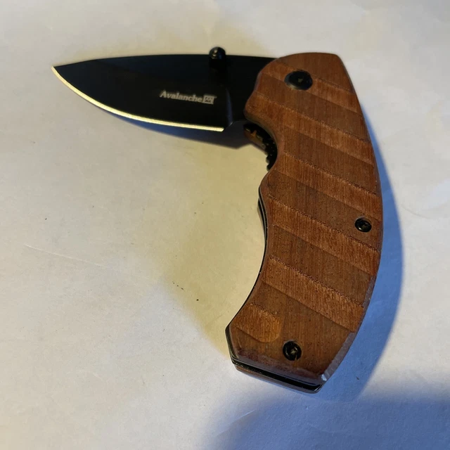 AVALANCHE BACK CLIP Pocket Knife With Wood Grip Handle 6” Open 12.99