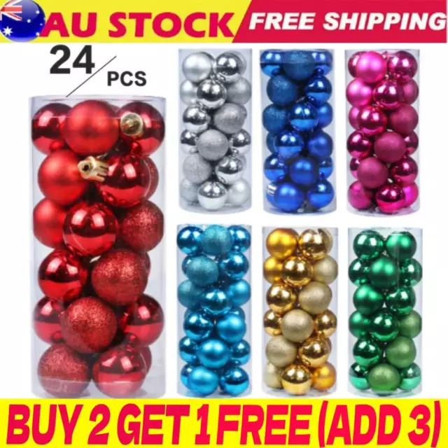 24PCS Christmas Decorations Baubles Xmas Tree Balls Party Wedding Ornament AU❤️