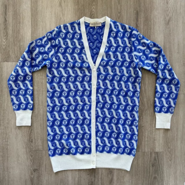 Emilio Pucci Jacquard Knit Merino Wool Cardigan  - Bright Blue Sz M - Preowned