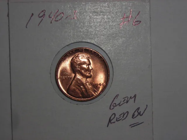 1940 S Lincoln Cent Nice Gem Red Bu Wheat Penny 1940S Coin Lot #6 Gem Red Unc