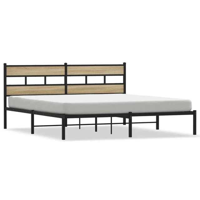 METAL BED FRAME without Mattress Sonoma Oak 193x203 cm £238.65
