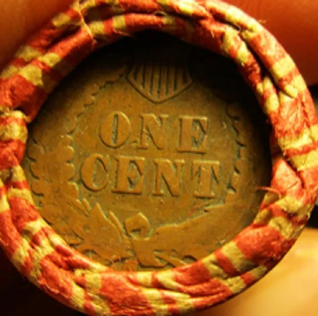 Lincoln Wheat Penny Roll  Capped with Indian Head Cents on Both Ends,  IH Ends