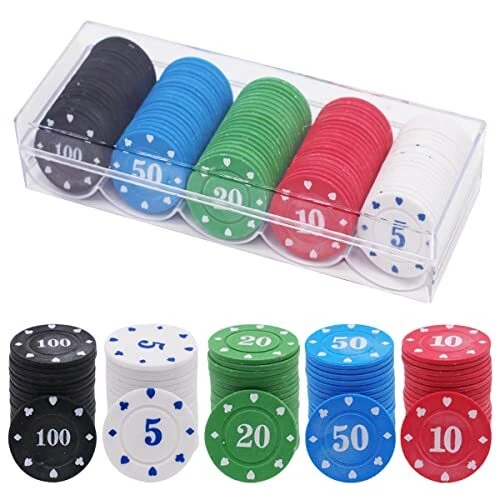 XZM Casino Tokens Lot de 100 jetons de poker en acrylique avec boîte pour mar...