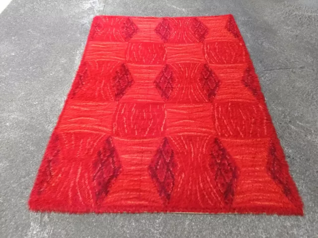 60er Alfombra Carpet Manta Shag 200 x 140 70er Midcentury Espacio Era Op Art F25