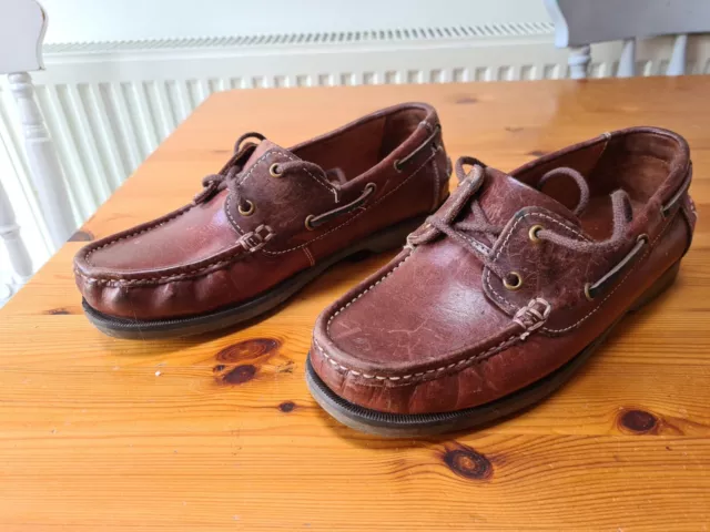 SAMUEL WINDSOR Hand Made Leather Boat/Deck Shoes, Size UK 5