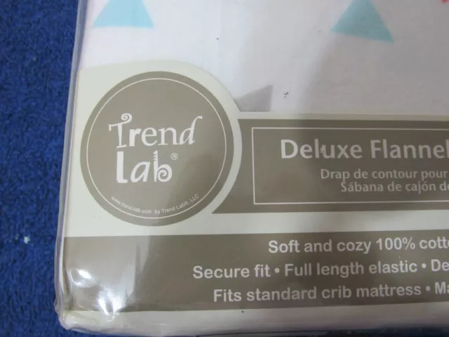 Trend Lab Deluxe Flannel Fitted Crib Sheet nursery multi color triangles new 3