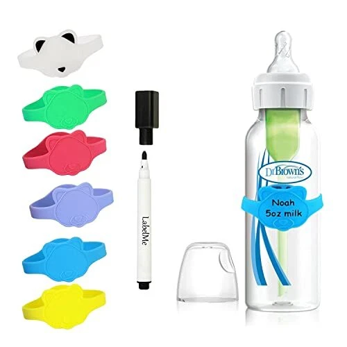 Baby Bottle Labels for Daycare –6 Multi-Colored Unique Panda-Shaped Reusable