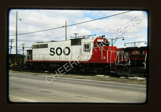 Original '88 Kodachrome Slide SOO Line 742 SD40 Bensenville, IL      27I44