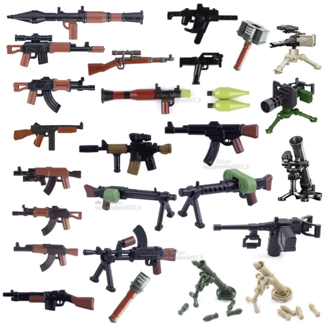 Military Weapon Gun RPG Pistol Rifle Mortar Motorcycle Building Blocks DIY Set