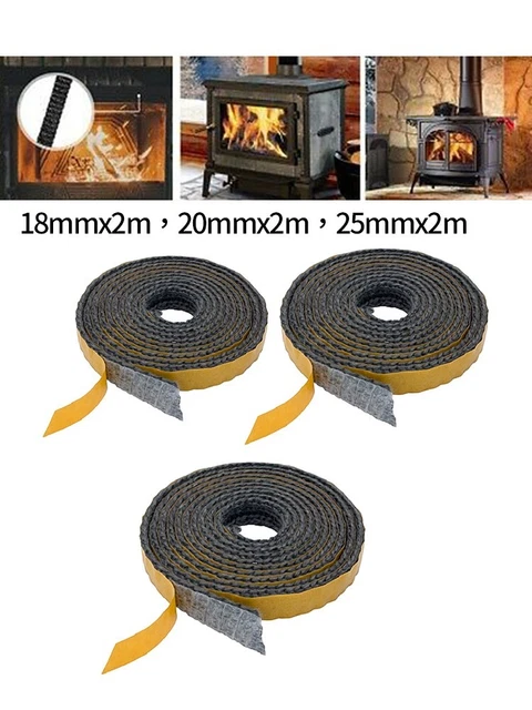 Accesorios Selladores de Vidrio 2m Hogar Ligero Estufa Plana Cuerda Fuego Negro
