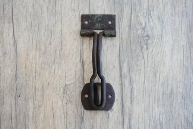 Vintage iron drawer dresser tool box chest trunk drop lifting latch lock ornate