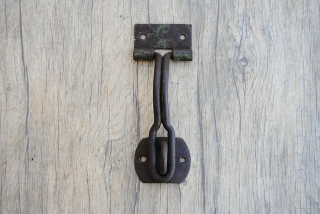 Vintage iron drawer dresser tool box chest trunk drop lifting latch lock ornate