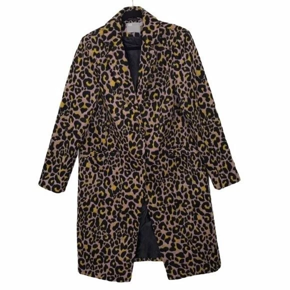 ASOS Pink Black Leopard Felt Coat US 8