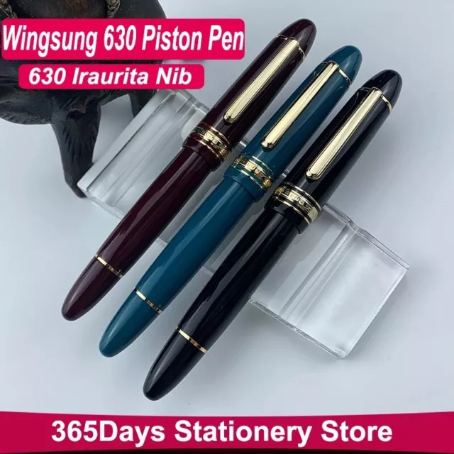 Wing Sung 630 Brief Fountain Pen Iraurita Piston Resin Gold Clip Pen Stationery