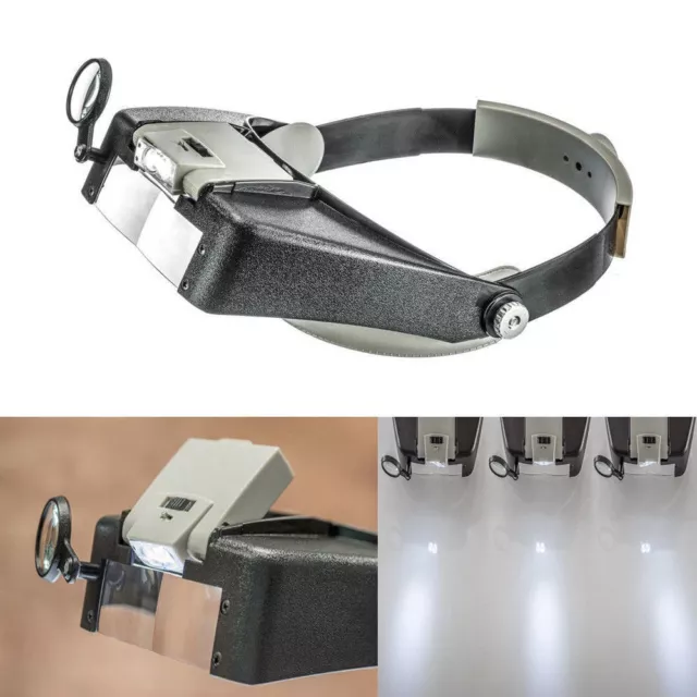 Jeweler Magnifier Headband Headset LED Head Lamp Light Magnifying Glass Loupe