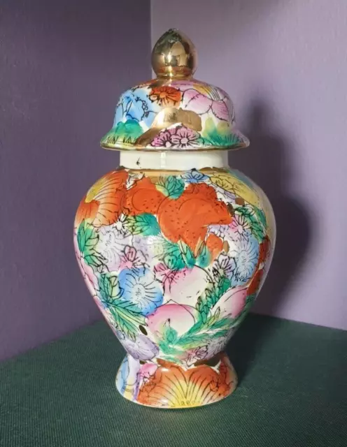 Chinese Hand Painted Mille Fleurs Lidded Jar