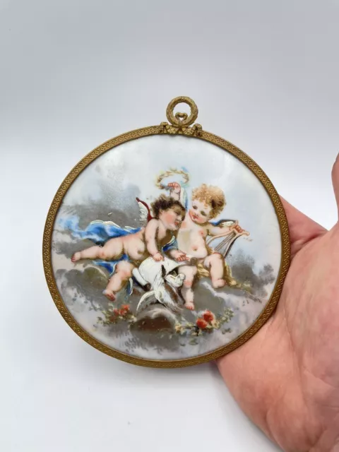 Ref 575 Large Medallion & Angel & Porcelain & Limoges & Style Louis XVI