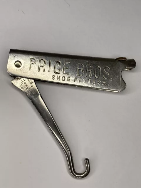 VTG Folding Advertising Boot Button Hook pat’d 1903 JLS MFG Newark NJ Price Bros