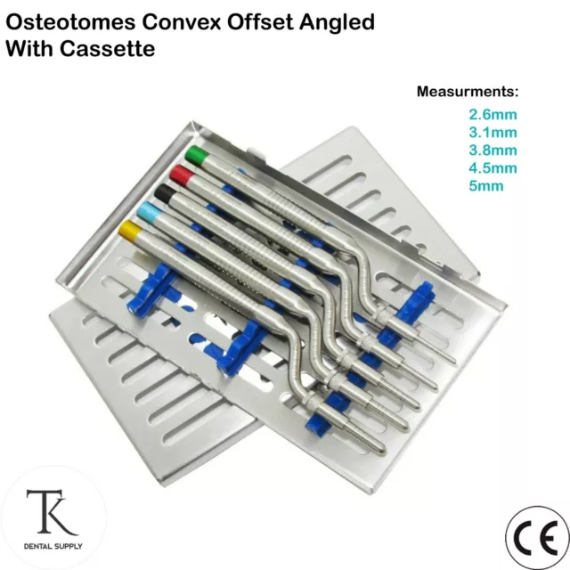 Cassette Of Osteotomes Offset Angled Convex Tip Sinus Lift Bone Tools CE