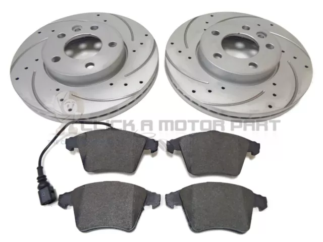 VW Transporter T5 Front Drilled And Grooved Brake Discs & Pads (Check Size)