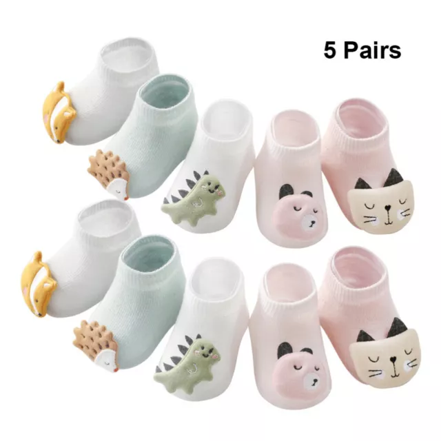 5 Pairs Baby Cotton Socks Toddler Kids Slipper Newborn Infant Booties